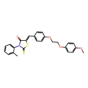(5Z)-5-[[4-[2-(4-methoxyphenoxy)ethoxy]phenyl]methylidene]-3-(2-methylphenyl)-2-sulfanylidene-1,3-thiazolidin-4-one structure