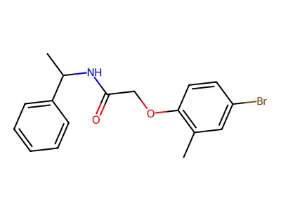 2-(4-bromo-2-methylphenoxy)-N-(1-phenylethyl)acetamide structure