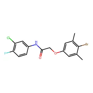 2-(4-bromo-3,5-dimethylphenoxy)-N-(3-chloro-4-fluorophenyl)acetamide structure