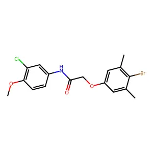2-(4-bromo-3,5-dimethylphenoxy)-N-(3-chloro-4-methoxyphenyl)acetamide structure