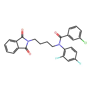 3-chloro-N-(2,4-difluorophenyl)-N-[4-(1,3-dioxoisoindol-2-yl)butyl]benzamide structure