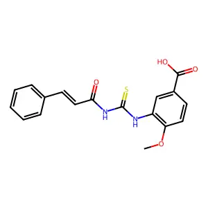 4-methoxy-3-({[(2E)-3-phenylprop-2-enoyl]carbamothioyl}amino)benzoic acid structure