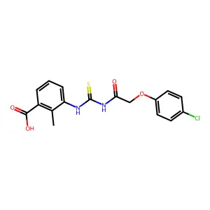 3-({[(4-Chlorophenoxy)acetyl]carbamothioyl}amino)-2-methylbenzoic acid structure