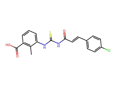 3-[3-(4-Chlorophenyl)prop-2-enoylcarbamothioylamino]-2-methylbenzoic acid structure