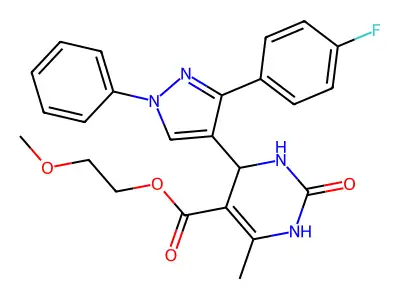 2-methoxyethyl 4-[3-(4-fluorophenyl)-1-phenyl-1H-pyrazol-4-yl]-6-methyl-2-oxo-1,2,3,4-tetrahydropyrimidine-5-carboxylate structure