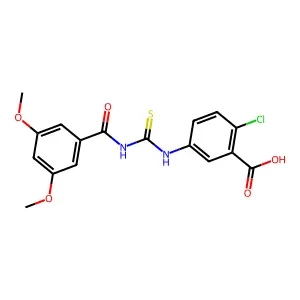 2-chloro-5-[(3,5-dimethoxybenzoyl)carbamothioylamino]benzoic acid structure