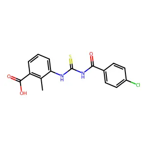 3-({[(4-Chlorophenyl)carbonyl]carbamothioyl}amino)-2-methylbenzoic acid structure