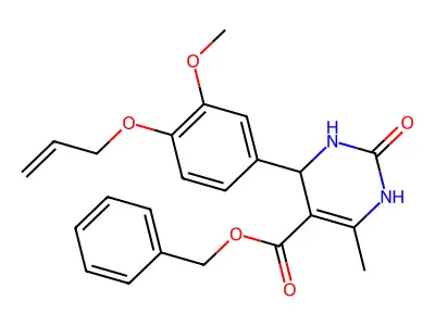 benzyl 4-[3-methoxy-4-(prop-2-en-1-yloxy)phenyl]-6-methyl-2-oxo-1,2,3,4-tetrahydropyrimidine-5-carboxylate structure