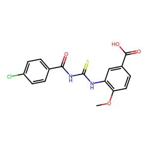 3-({[(4-Chlorophenyl)carbonyl]carbamothioyl}amino)-4-methoxybenzoic acid structure