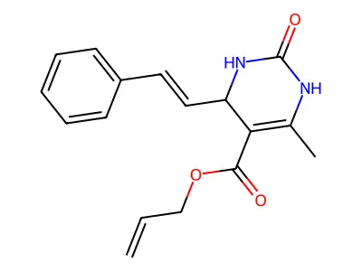 prop-2-enyl 6-methyl-2-oxo-4-(2-phenylethenyl)-3,4-dihydro-1H-pyrimidine-5-carboxylate structure