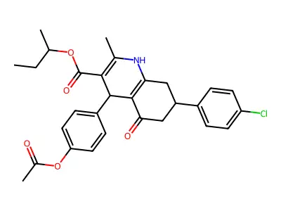butan-2-yl 4-[4-(acetyloxy)phenyl]-7-(4-chlorophenyl)-2-methyl-5-oxo-1,4,5,6,7,8-hexahydroquinoline-3-carboxylate structure