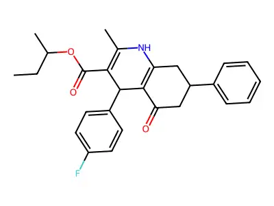butan-2-yl 4-(4-fluorophenyl)-2-methyl-5-oxo-7-phenyl-1,4,5,6,7,8-hexahydroquinoline-3-carboxylate structure