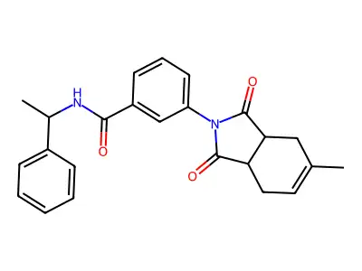 3-(5-methyl-1,3-dioxo-1,3,3a,4,7,7a-hexahydro-2H-isoindol-2-yl)-N-(1-phenylethyl)benzamide structure