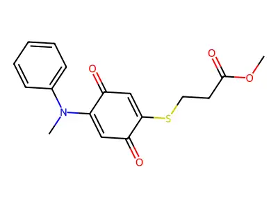 Methyl 3-[[4-(methylphenylamino)-3,6-dioxo-1,4-cyclohexadien-1-yl]thio]-propanoate structure