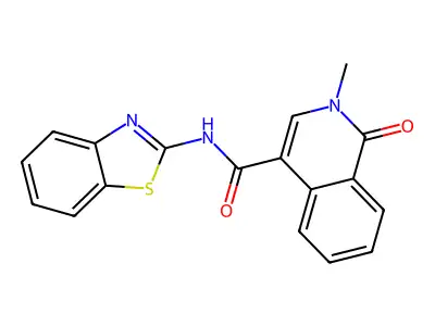 N-(1,3-benzothiazol-2-yl)-2-methyl-1-oxo-1,2-dihydroisoquinoline-4-carboxamide structure