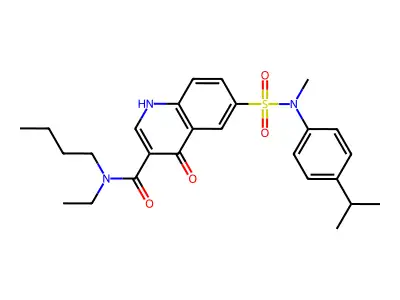 N-butyl-N-ethyl-6-[methyl-(4-propan-2-ylphenyl)sulfamoyl]-4-oxo-1H-quinoline-3-carboxamide structure