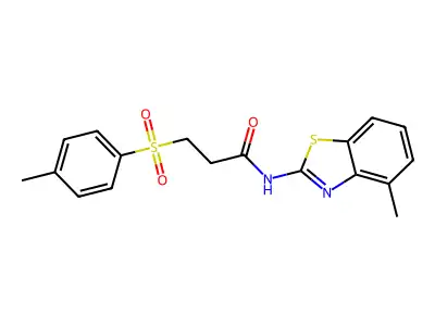 N-(4-methylbenzo[d]thiazol-2-yl)-3-tosylpropanamide structure