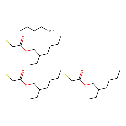 Butyltin(3+);tris(2-(2-ethylhexoxy)-2-oxoethanethiolate) structure