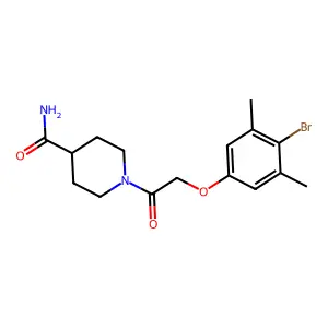 1-[2-(4-Bromo-3,5-dimethylphenoxy)acetyl]piperidine-4-carboxamide structure