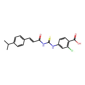 (E)-2-chloro-4-(3-(3-(4-isopropylphenyl)acryloyl)thioureido)benzoic acid structure