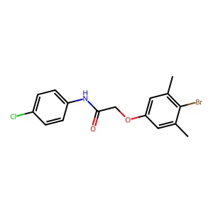 2-(4-bromo-3,5-dimethylphenoxy)-N-(4-chlorophenyl)acetamide structure