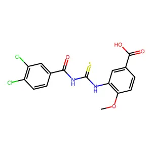 3-({[(3,4-Dichlorophenyl)carbonyl]carbamothioyl}amino)-4-methoxybenzoic acid structure