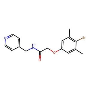 2-(4-bromo-3,5-dimethylphenoxy)-N-(pyridin-4-ylmethyl)acetamide structure