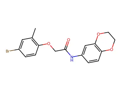 2-(4-bromo-2-methylphenoxy)-N-(2,3-dihydro-1,4-benzodioxin-6-yl)acetamide structure