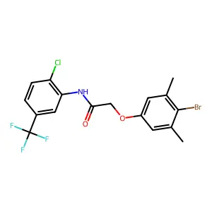 2-(4-bromo-3,5-dimethylphenoxy)-N-[2-chloro-5-(trifluoromethyl)phenyl]acetamide structure