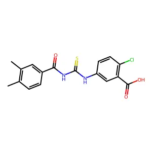 2-Chloro-5-[(3,4-dimethylbenzoyl)carbamothioylamino]benzoic acid structure
