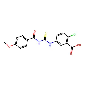 2-Chloro-5-({[(4-methoxybenzoyl)amino]carbonothioyl}amino)benzoic acid structure