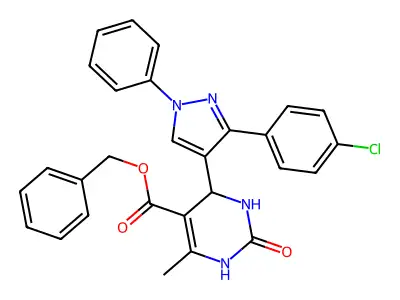 benzyl 4-[3-(4-chlorophenyl)-1-phenyl-1H-pyrazol-4-yl]-6-methyl-2-oxo-1,2,3,4-tetrahydropyrimidine-5-carboxylate structure