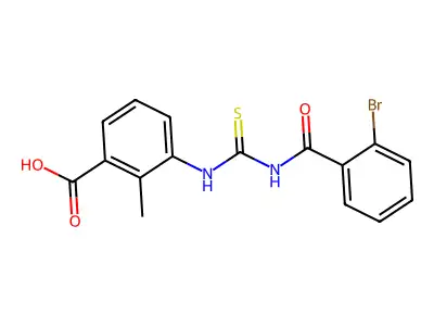 3-({[(2-Bromophenyl)carbonyl]carbamothioyl}amino)-2-methylbenzoic acid structure