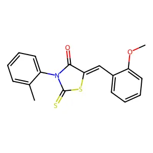 (5Z)-5-(2-methoxybenzylidene)-3-(2-methylphenyl)-2-thioxo-1,3-thiazolidin-4-one structure