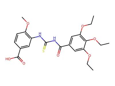 4-Methoxy-3-(3-(3,4,5-triethoxybenzoyl)thioureido)benzoic acid structure