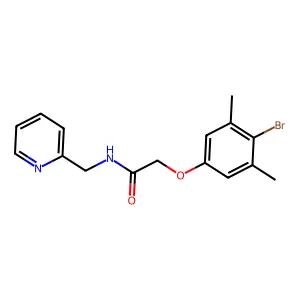 2-(4-bromo-3,5-dimethylphenoxy)-N-(pyridin-2-ylmethyl)acetamide structure