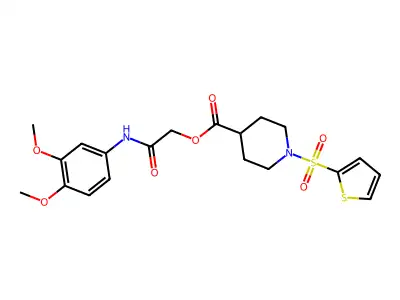 [2-(3,4-dimethoxyanilino)-2-oxoethyl] 1-thiophen-2-ylsulfonylpiperidine-4-carboxylate structure
