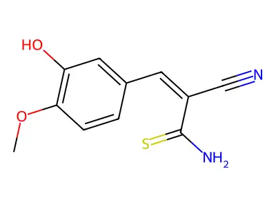 (2Z)-2-cyano-3-(3-hydroxy-4-methoxyphenyl)prop-2-enethioamide structure