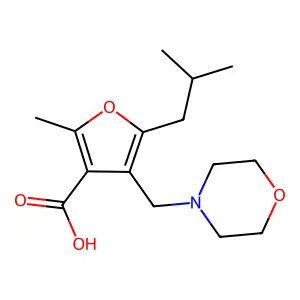 5-Isobutyl-2-methyl-4-morpholin-4-ylmethyl-furan-3-carboxylic acid structure