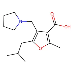 5-Isobutyl-2-methyl-4-pyrrolidin-1-ylmethyl-furan-3-carboxylic acid structure