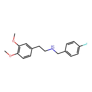 2-(3,4-Dimethoxyphenyl)-N-[(4-fluorophenyl)methyl]ethan-1-aminium structure