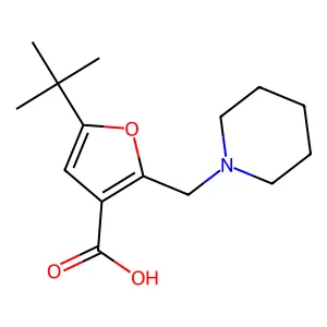 5-tert-Butyl-2-piperidin-1-ylmethyl-furan-3-carboxylic acid structure
