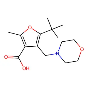 5-tert-Butyl-2-methyl-4-morpholin-4-ylmethyl-furan-3-carboxylic acid structure