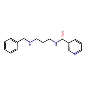 N-benzyl-3-[(pyridin-3-ylcarbonyl)amino]propan-1-aminium structure