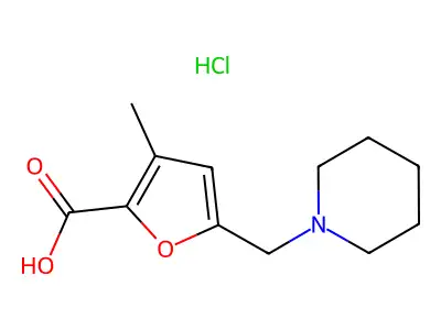 3-Methyl-5-(piperidin-1-ylmethyl)furan-2-carboxylic acid hydrochloride structure
