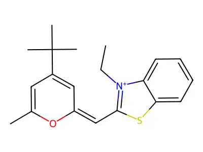 2-[[4-(1,1-Dimethylethyl)-6-methyl-2H-pyran-2-ylidene]methyl]-3-ethylbenzothiazolium structure