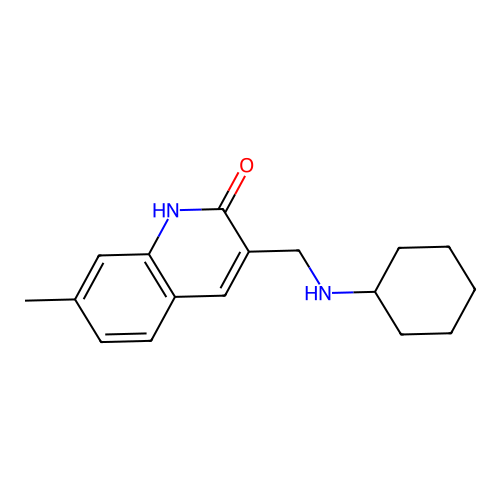 3-[(cyclohexylamino)methyl]-7-methylquinolin-2(1H)-one structure