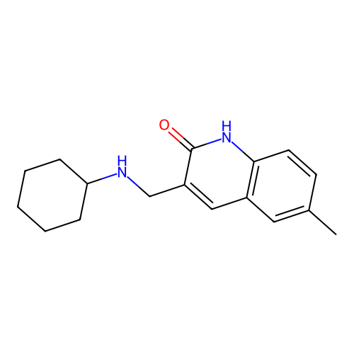 3-[(cyclohexylamino)methyl]-6-methylquinolin-2(1H)-one structure
