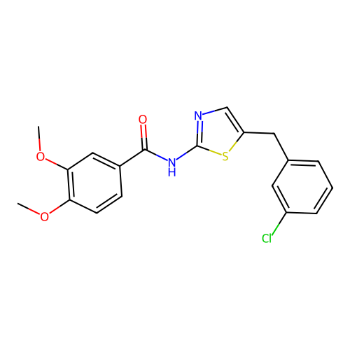 N-(5-(3-chlorobenzyl)thiazol-2-yl)-3,4-dimethoxybenzamide structure