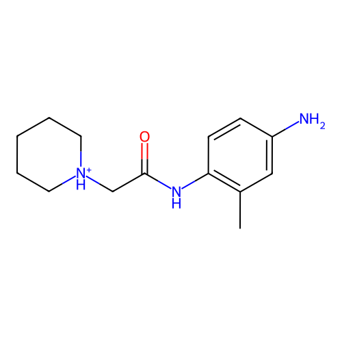 N-(4-amino-2-methylphenyl)-2-piperidin-1-ium-1-ylacetamide structure